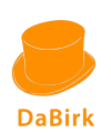 Logo Birk Gelber Zylinder mit DaBirk Schrift